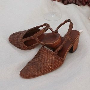 St. Agni Vivi Woven Slingbacks in Antique Tan